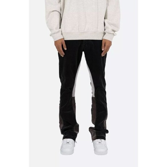 MNML Mens Corduroy Flare Denim Button Fly Raw Hem Jeans 34 - Picture 1 of 13